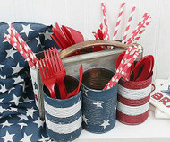 Patriotic Tin Can Utensil Holder