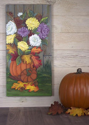 Pumpkin and Mum Bouquet on Canvas