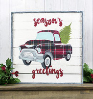 Season's Greetings Plaid Truck Canvas