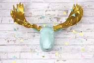 Metallic Antlered Moose Head