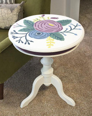 Round Chalky Finish Floral Table