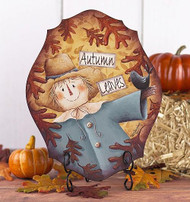 Autumn Leaves Scarecrow Plaque