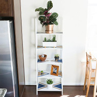 Satin and Metallic Geometric Ladder Shelves