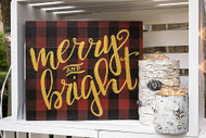 "Merry and Bright" Buffalo Check Sign