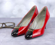 Elegent Red And Black Patent Leather Pumps