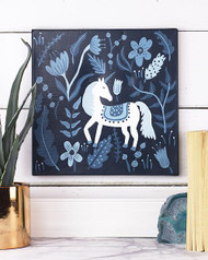 Folk Art Unicorn in a Floral Field