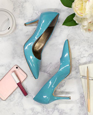 Glossy Painted Turquoise Heels