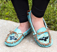 Leather Painted Thunderbird Moccasins