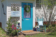 Stenciled Two-Toned Blue Door