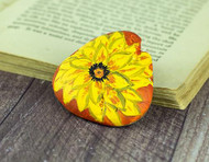 Yellow Zinnia Painted Rock