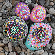 Mandala Painted Rock Flowers