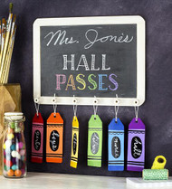 Rainbow Colored Hall Pass Slate Chalkboard