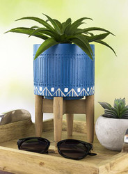 Concrete Tribal Patterned Footed Flower Pot