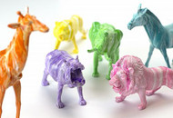 Dollar Store Poured Rainbow Animal Figurines