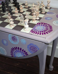 Flower-Patterned Chess Table