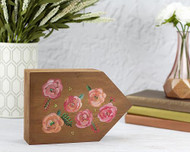 Painterly Flowers on Stained Wooden Block