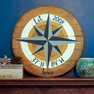 Nautical Compass Bourbon Barrel Lid