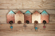 Glittery Block Houses Key Holder