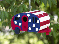 American Flag Birdhouse Camper