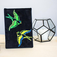 Velvet Stenciled Neon Bird Art