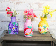 Cheery Painterly Floral Vase Trio