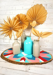 Bright Chevron Pattern Boho Platter and Bottles