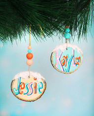 Colorful Personalized Wood Slice Ornament