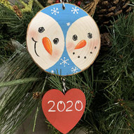 Snowmen Love 2020 Wood Slice Ornament