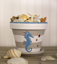 Nautical Seahorse Terra Cotta Pot