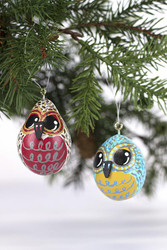 Owl Pair Ornaments from Gourds