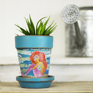 Mermaid Decou-paged Terra Cotta Pot