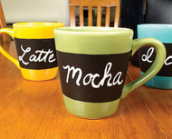 Glass Chalkboard Striped Mugs