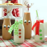 Christmas Themed Milk Jars