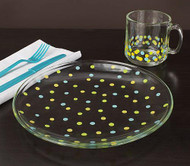 Dotted Glass Plate and Cup