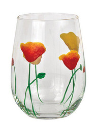 Drinking Glass with Poppies