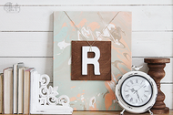 Abstract Canvas Art with Monogram