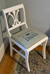 Painted, Burlap-Seated Chair