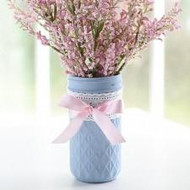 Quilted Jelly Jar Flower Vase