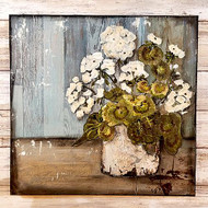 Mixed Media Farmhouse Style Flowers Canvas