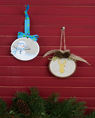 Snowman & Deer Hoop Ornaments