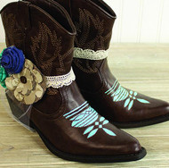 Turquoise Cowgirl Boots with Boot bands