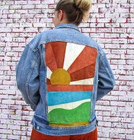 Painted Jean Jacket | Retro Sunset