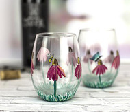 Stemless Wineglasses with Flowers