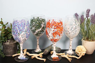 Four Seasons Wineglasses with Birch Trees