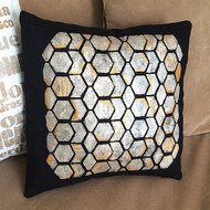 Stenciled Metallic Geometric Art Pillow