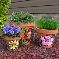 Three Terra Cotta Floral Pots