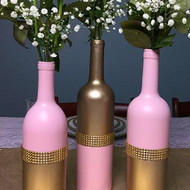 Wine bottles upcycled  into vases