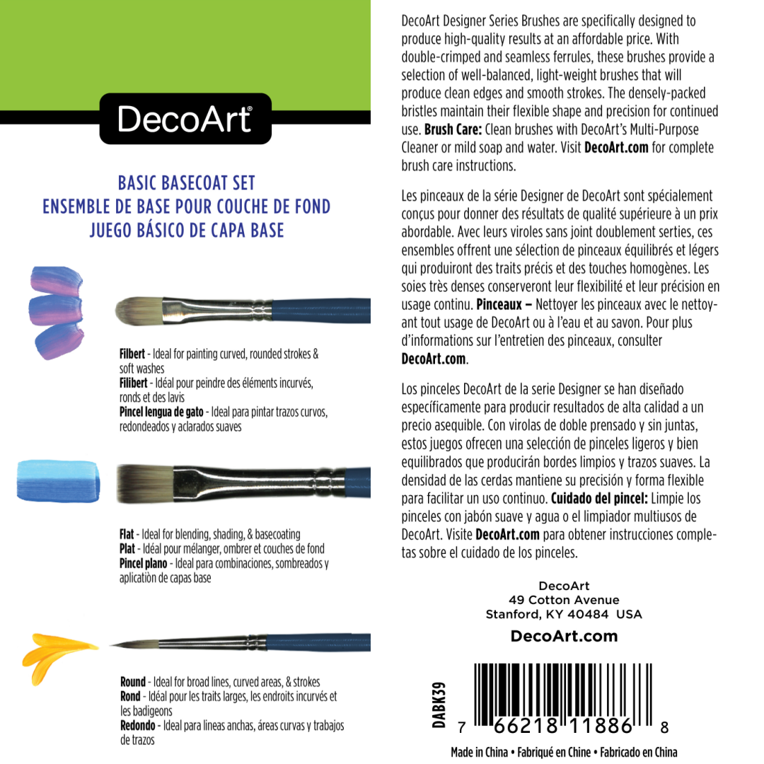 Decoart Designer Series Brushes Basecoat Set