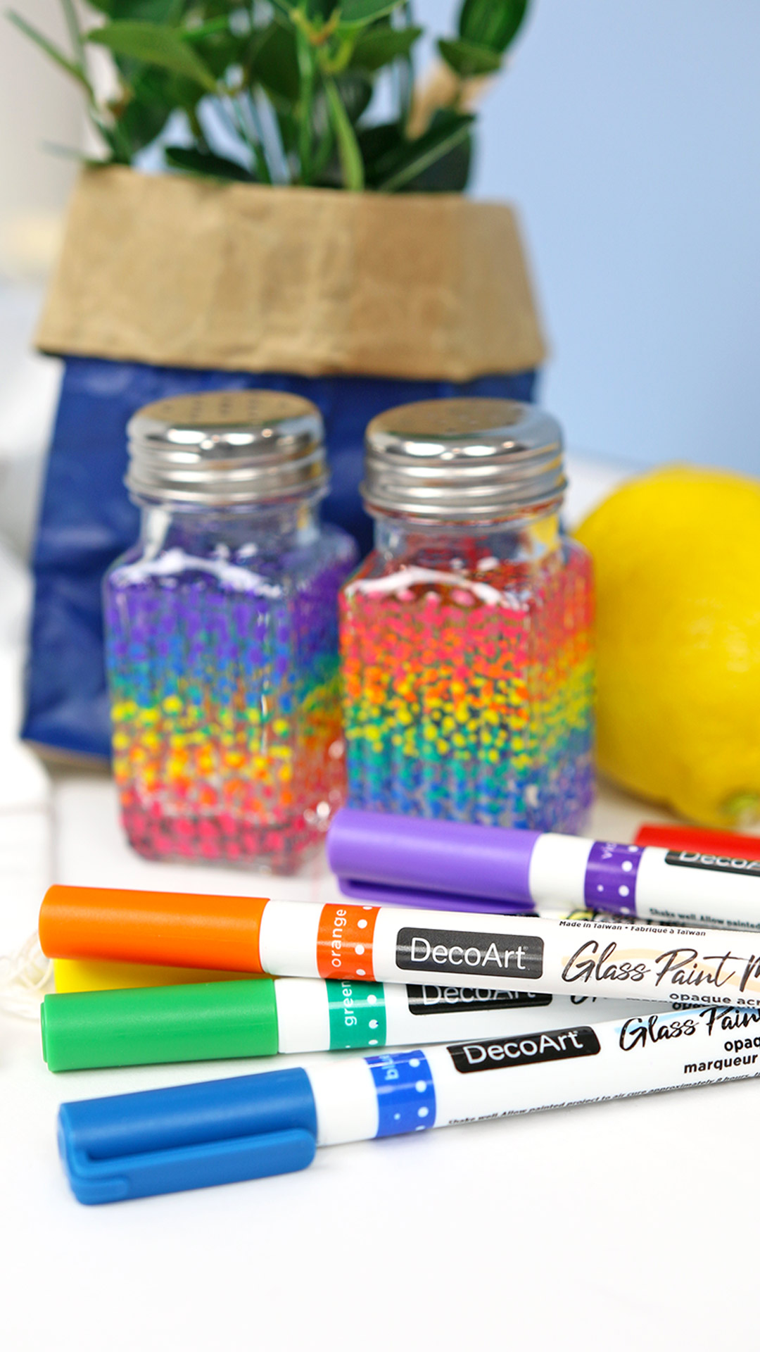 Glass Paint Marker Sets DecoArt LLC   Rainbow Dot Salt Pepper Shakers 3  18938.1631913210 