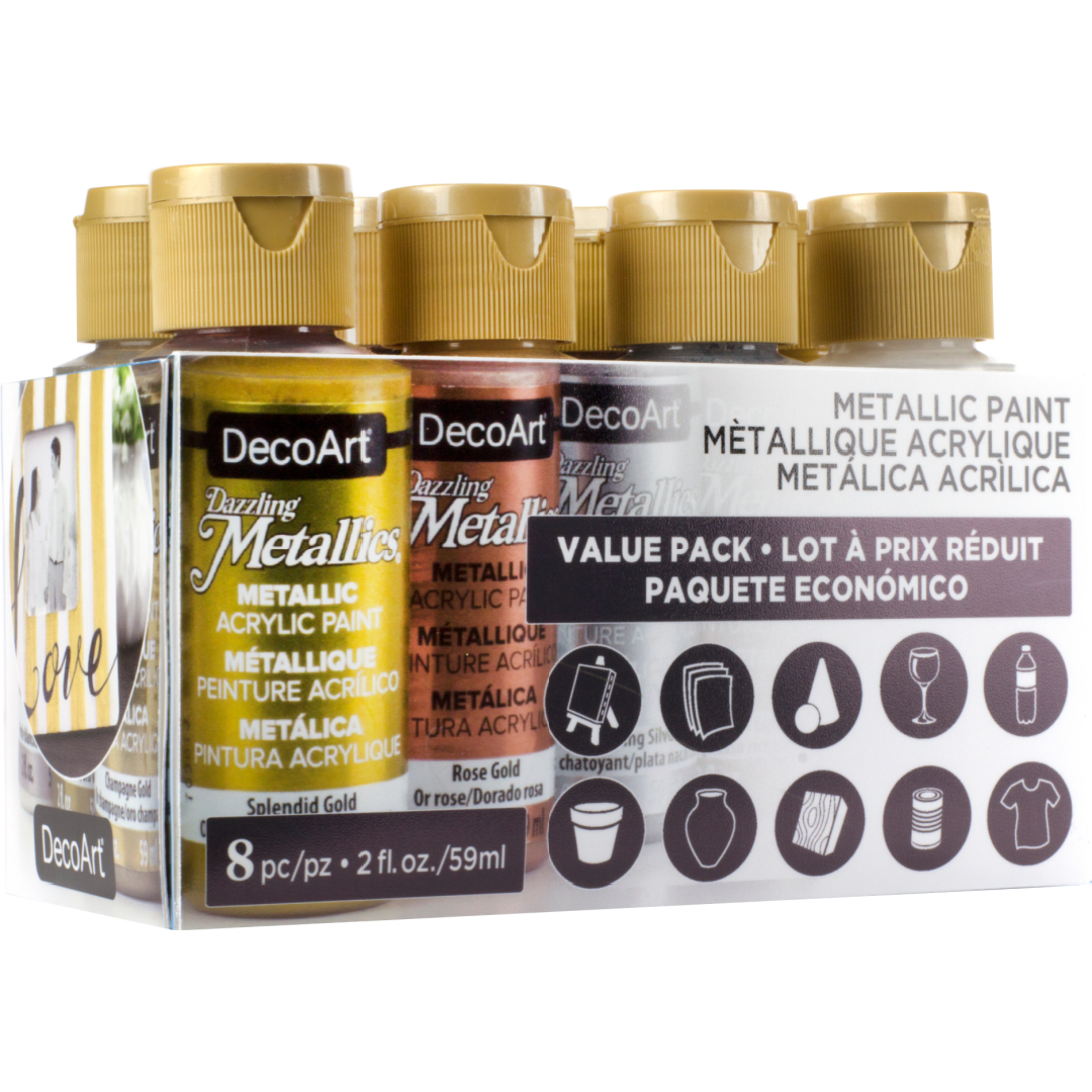 Peinture acrylique métallique - DecoArt Dazzling Metallics - Rose Gold x59  ml - Perles & Co